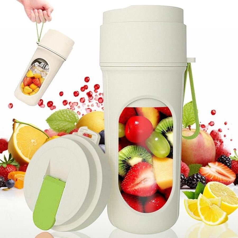 Draagbare Mixer Smoothie Maker Gezonde Drankjes Maken 12 Roestvrijstalen Bladen 450 ml Capaciteit Wit