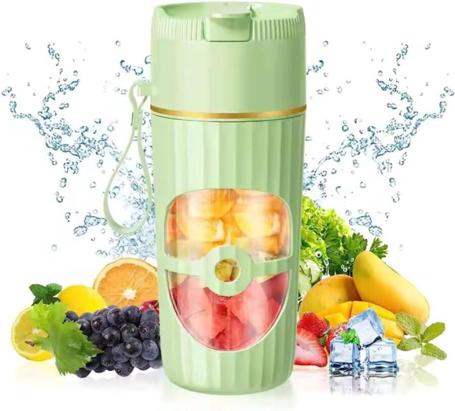 Draagbare Mixer Smoothie Maker Gezonde Drankjes Maken Draadloos USB-C 450 ml Groen