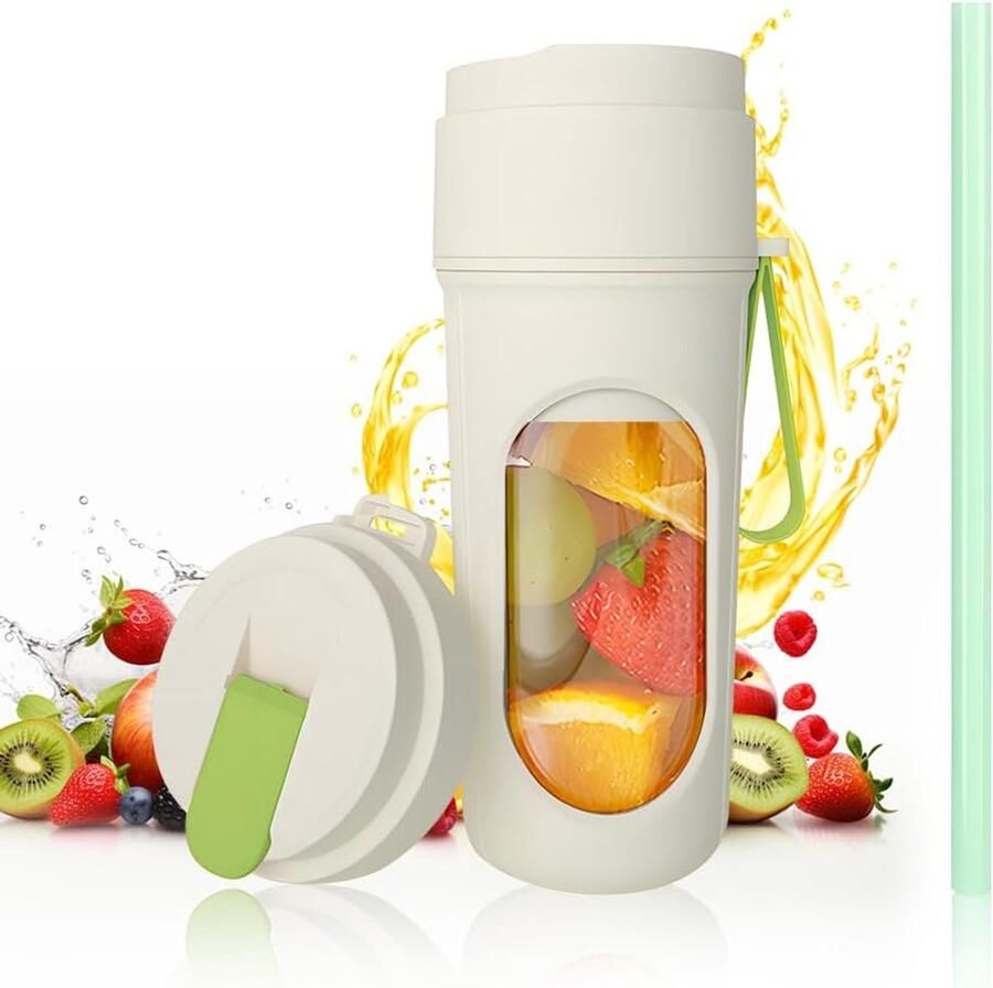 Draagbare Mixer Smoothie Maker Onderweg Mixen 12 Roestvrijstalen Messen 450ml Capaciteit Groen