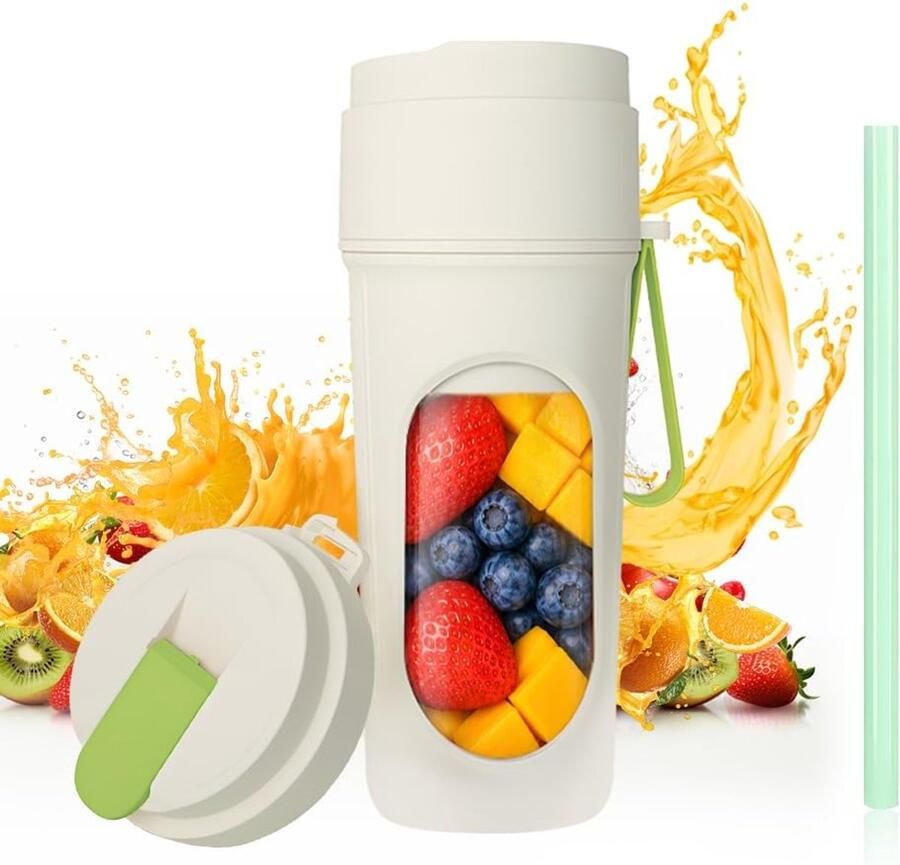 Draagbare Mixer Smoothie Maker Onderweg Mixen 12 Roestvrijstalen Messen 450ml Capaciteit Groen