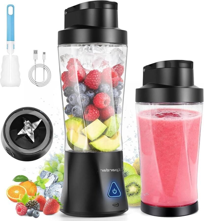 Draagbare Mixer Smoothie Maker Onderweg Mixen Krachtige 6 Messen 700 ml Zwart