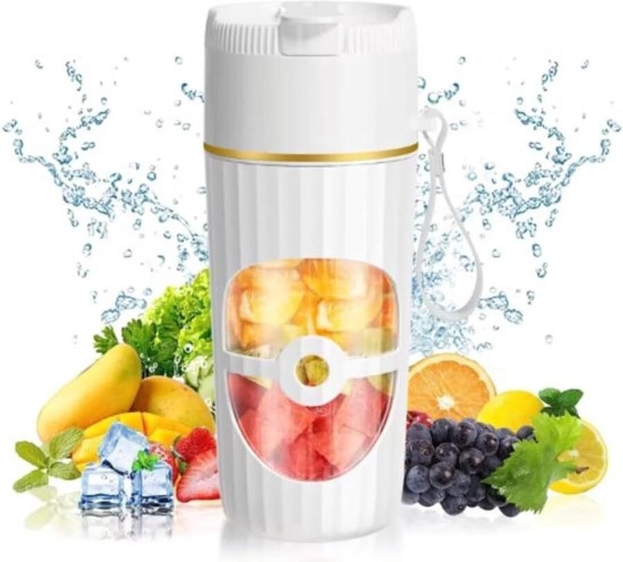 Draagbare Blender Smoothie Maker Gezonde Drankjes Maken USB-C Oplaadbaar 450ml Capaciteit Wit