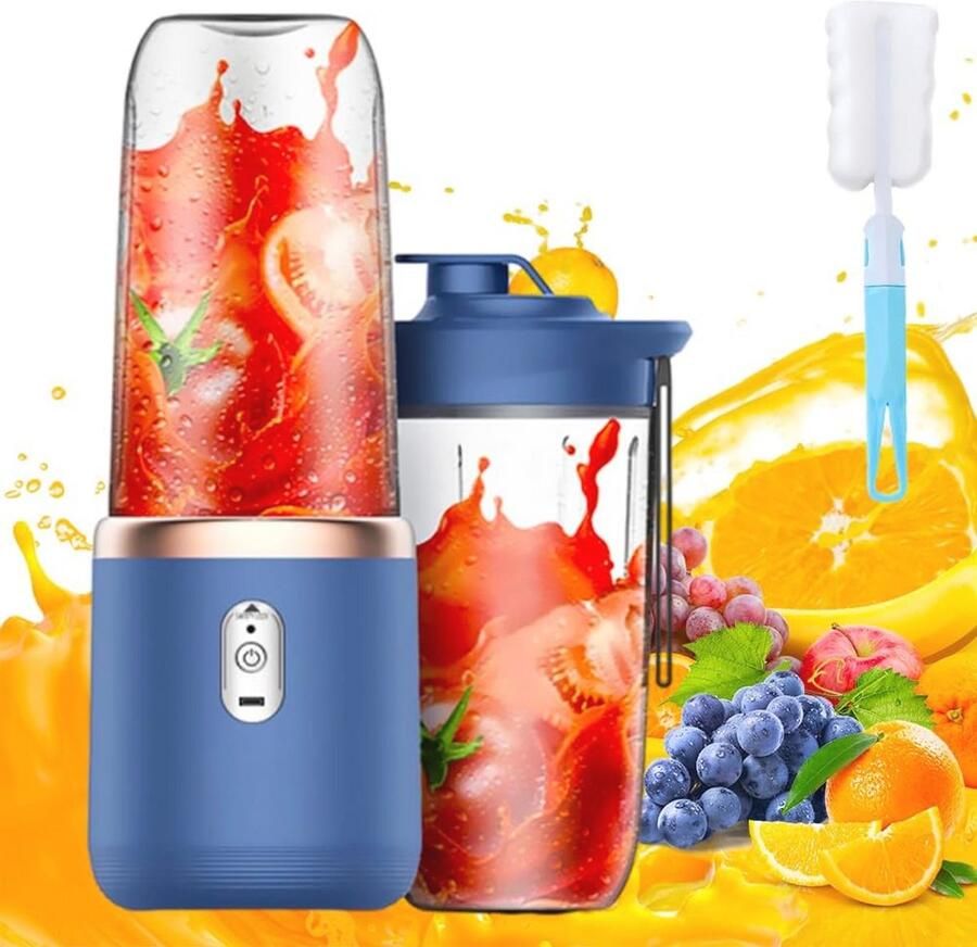 Draagbare Mixer voor Smoothies en Sap 400 ml met 6 Messen Mini Blender voor Milkshakes en Groenten