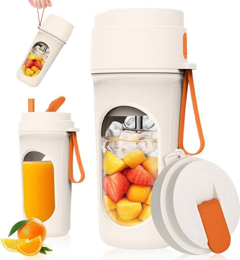 Draagbare Mixer voor Smoothies en Shakes Krachtige Snijprestaties met 6 Ultra Scherpe Messen Ideaal voor Thuis Kantoor en Reizen