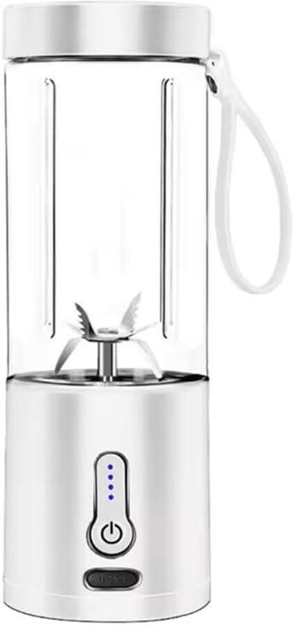Draagbare oplaadbare blender 530 ml elektrische sapcentrifuge geschikt voor het maken van smoothies en crèmes mini blenderbeker perfect voor op reis picknicks kantoor sportschool en andere buitenactiviteiten wit