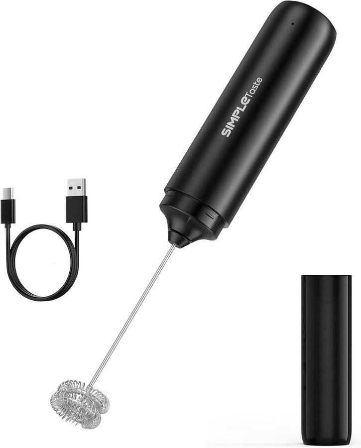 Draagbare Oplaadbare Melkopschuimer Roestvrij Staal Stille Handmelkopschuimer USB-C Oplaadbaar Voor Koffie en Latte