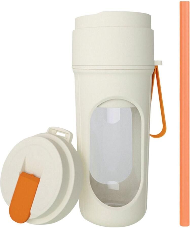 Draagbare oplaadbare mini-blender met dubbel deksel reis-sapcentrifuge 4000 mAh geschikt voor gezin en onderweg (oranje)