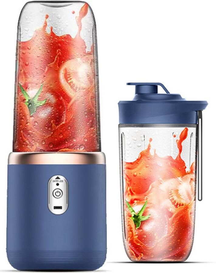 Draagbare oplaadbare multifunctionele sapcentrifuge met 6 messen Blauwe dubbele beker