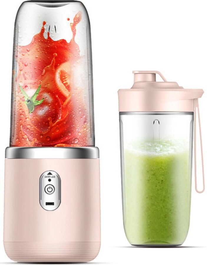 Draagbare oplaadbare multifunctionele sapcentrifuge met 6 messen Roze dubbele beker