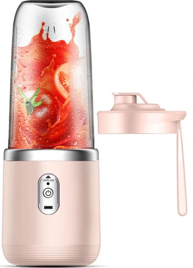 Draagbare oplaadbare multifunctionele sapcentrifuge met 6 messen Roze enkel deksel