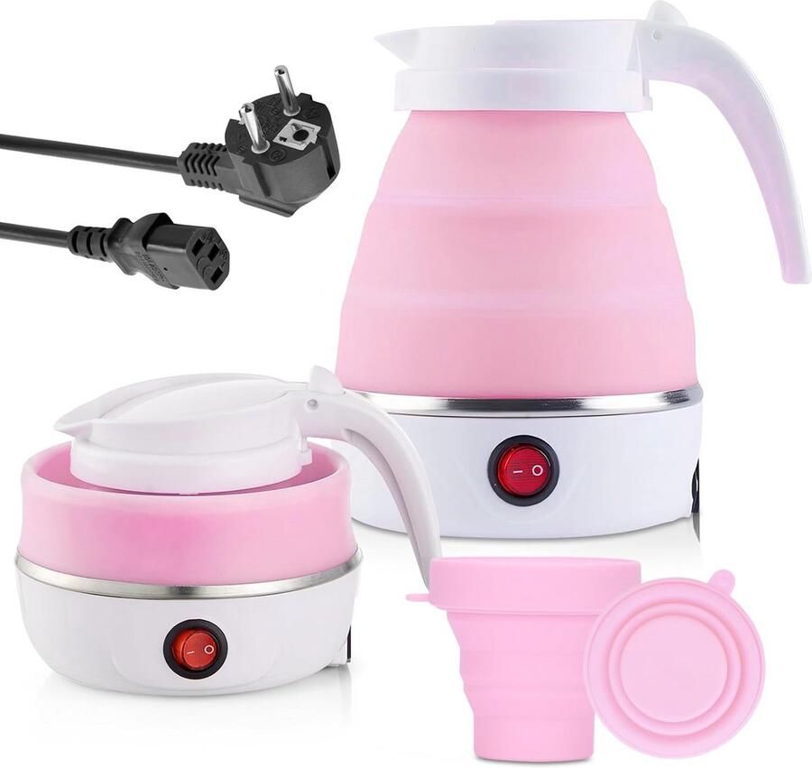 Draagbare Opvouwbare Waterkoker met 2 Inklapbare Bekers Compact en Snel voor Reizen en Outdoor