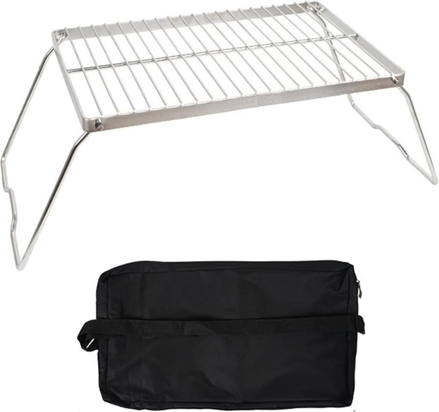 Draagbare Outdoor Grill Opvouwbare Barbecue Kamperen en Picknicken Roestvrij Staal Compact Formaat Zilver