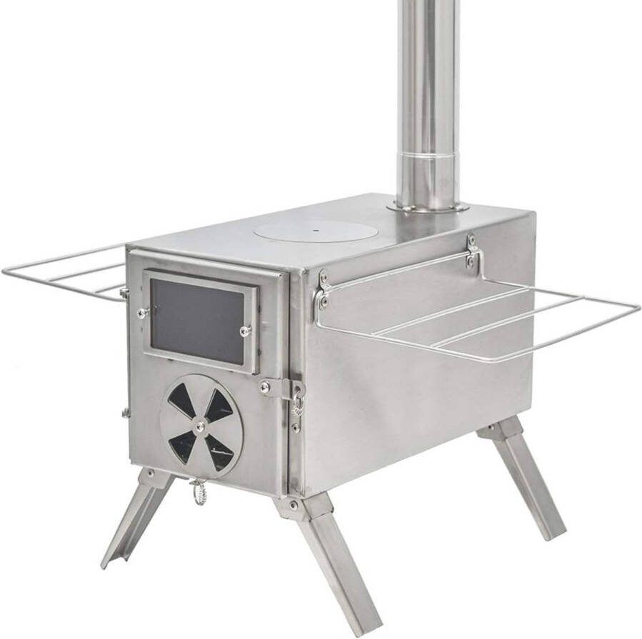 Draagbare Outdoor Houtkachel voor Kamperen Roestvrij Staal Tentkachel met Schoorsteenpijpen voor Verwarming en Koken