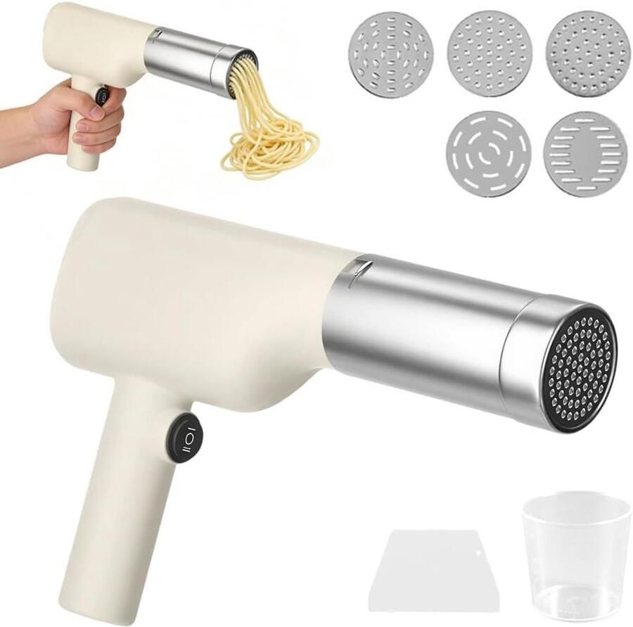 Draagbare Pasta Machine Handmatig en Automatisch 40 W Multifunctioneel met 5 Mallen voor Thuis Reizen en Picknicks