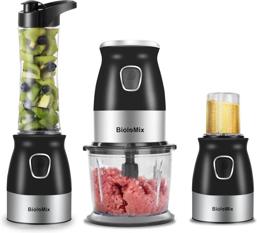 Draagbare Personal Mixer 3-in-1 met Hakmolen en Vleesmolen 500W Keukenmachine voor Babyvoeding