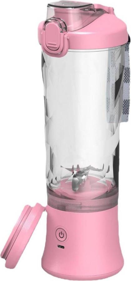 Draagbare Persoonlijke Elektrische Blender 600ml 21oz Sap Cup Nippen Uitloop 6-Blade Voor Shakes Noten Sappen Groenten Roze