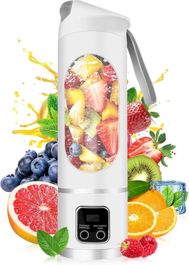 Draagbare persoonlijke elektrische USB-sapcentrifuge mini-blender draagbare blender voor milkshakes en smoothies sap 12 messen perfect voor het mixen klein handig en multifunctioneel (wit)