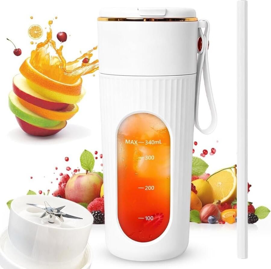 Draagbare persoonlijke smoothiemaker met LCD-display 340 ml USB-oplaadbaar ideaal voor reizen en kantoor mini-mixer voor gezonde smoothies en shakes