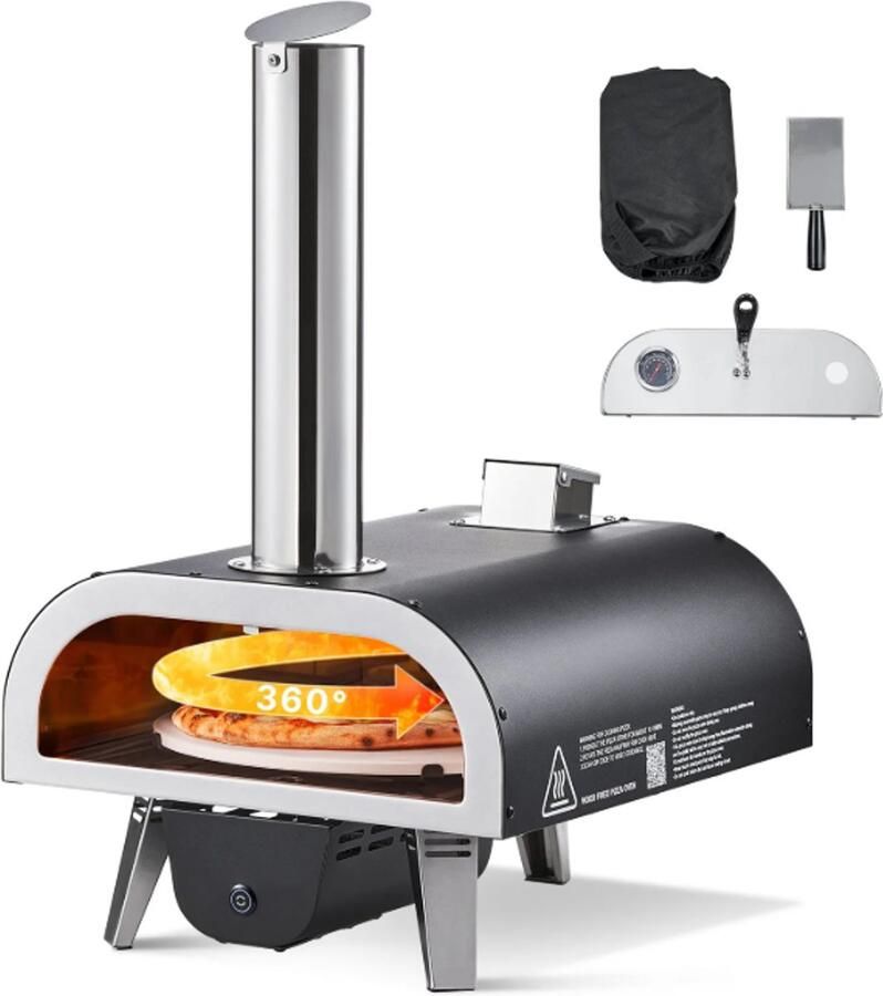 Draagbare Pizza Oven Hout gestookt Draagbaar Opvouwbare Poten Houtoven RVS Incl Draagtas Pizzasteen Outdoor Camping Picknick