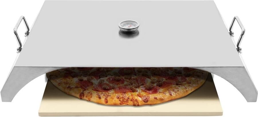 Draagbare Pizzaoven Buitenoven Kit Tuin BBQ Inclusief Peel & Steen 305 cm Pizza Zilver
