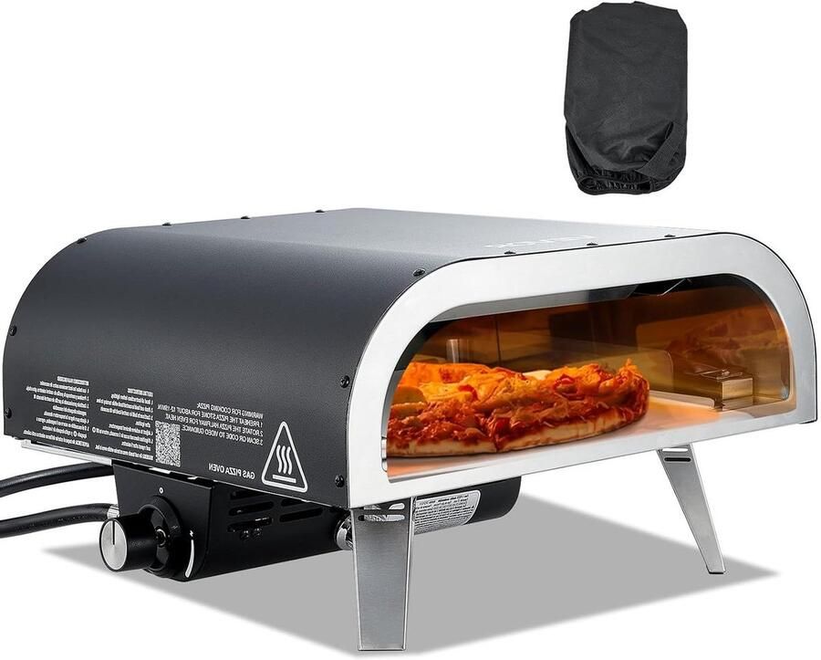 Draagbare Pizzaoven Gasoven Buiten Koken Snelle Bereiding 305 cm Zwart