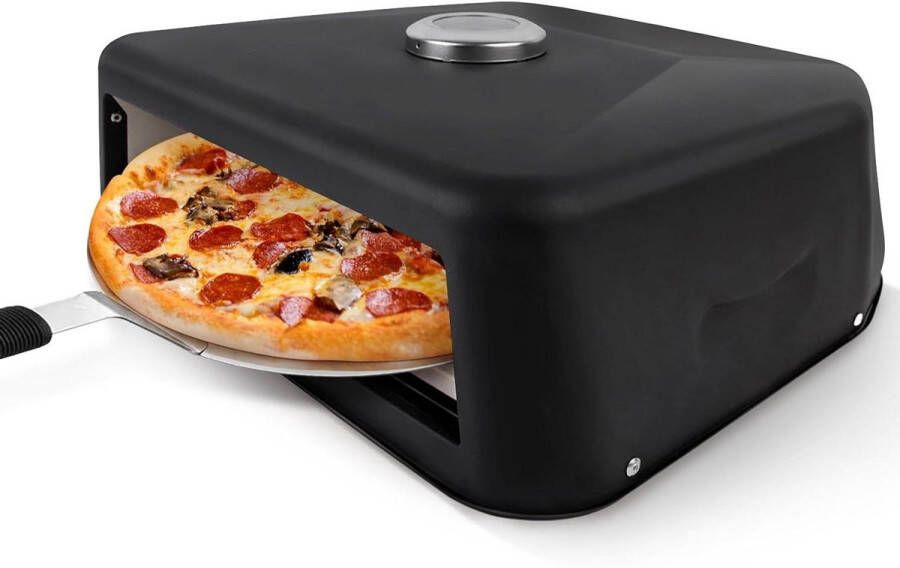 Draagbare Pizzaoven Grill Top Pizza Maker Multifunctioneel Waterdicht Met Thermometer Voor Buitengrill Pizzasteen Zwart