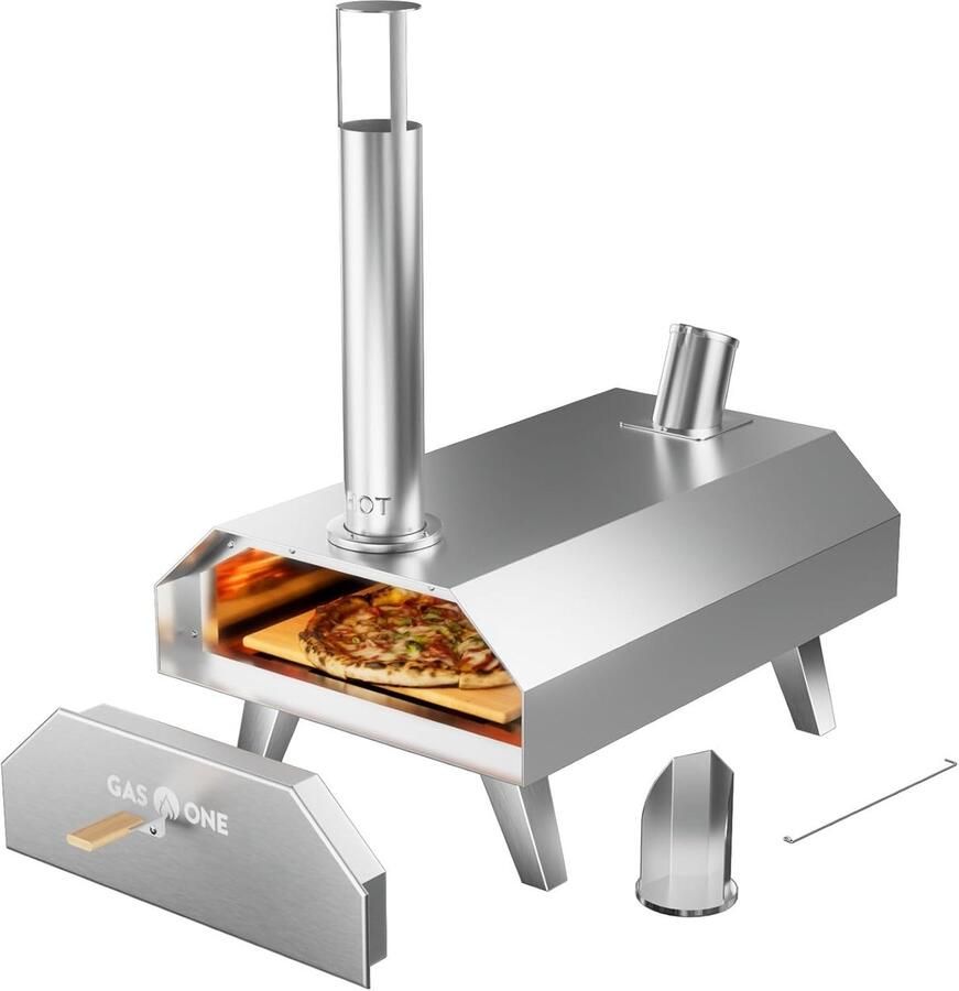 Draagbare Pizzaoven Houtpelletoven Buiten Koken Roestvrij Staal 305 cm Zilverkleurig - Foto 1