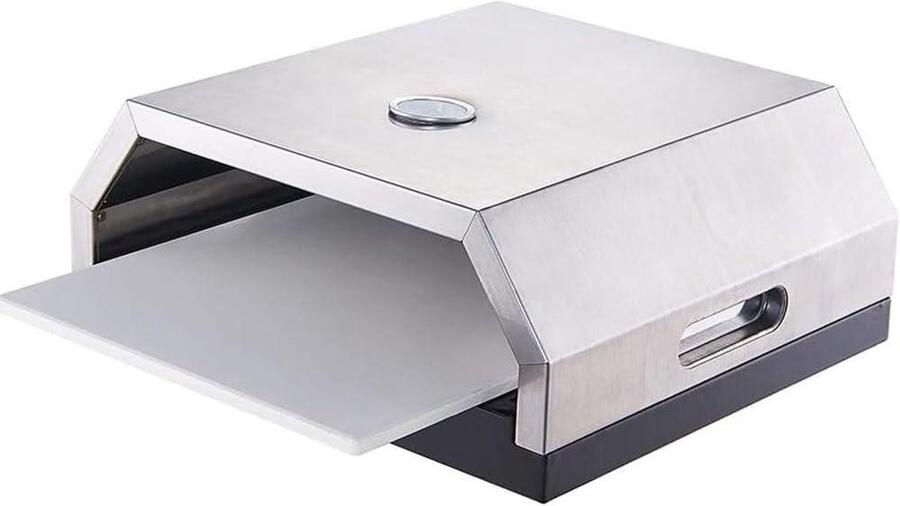 Draagbare Pizzaoven Pizzamachine Elektrisch Buiten Koken Roestvrijstaal Constructie 35x40x15 cm Zilver