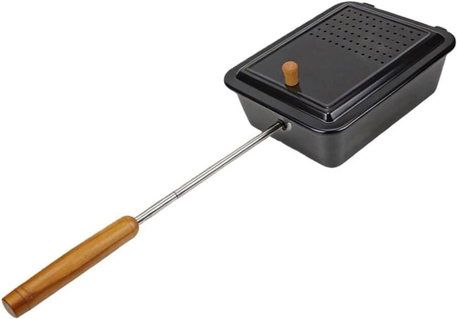 Draagbare Popcorn Maker Kampvuur Popper Outdoor Koken Afneembaar Houten Handvat 42cm Handvat Zwart