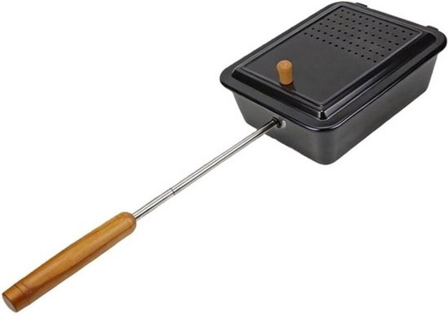 Draagbare Popcorn Maker Kampvuur Popper Outdoor Koken Afneembaar Houten Handvat 42cm Handvat Zwart