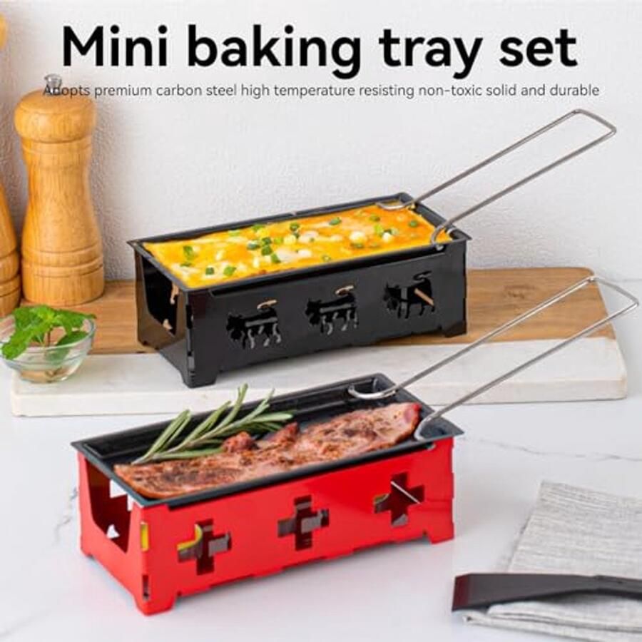 Draagbare Raclette Grill Met Opvouwbaar Handvat Mini Kaas Melter Voor Grillen En Fondue
