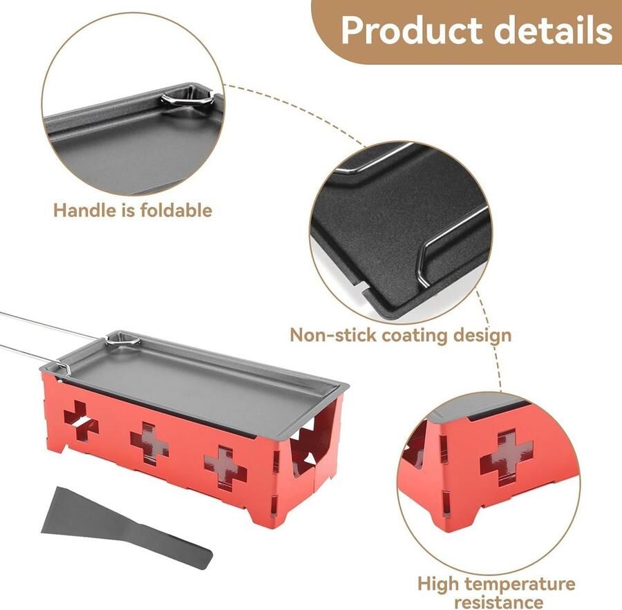 Draagbare Raclette Grill Met Opvouwbaar Handvat Mini Kaas Melter Voor Grillen En Fondue