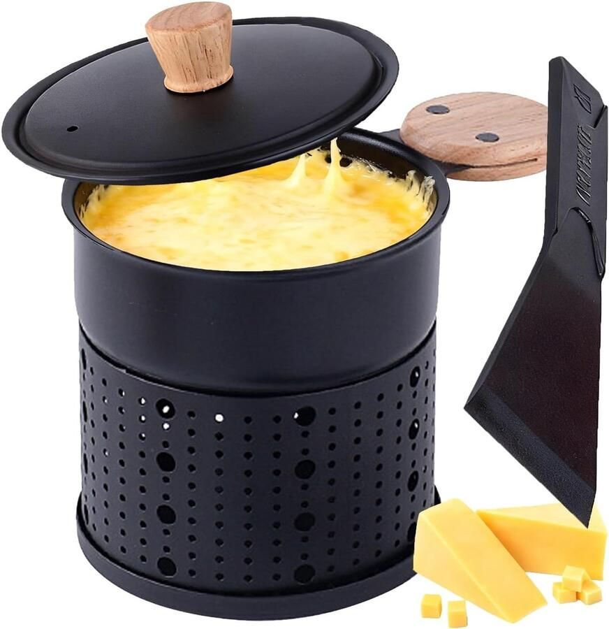 Draagbare Raclettepan Zwart 300ml Multifunctionele Mini Tafelwarmer voor Chocolade Kaasfondue Voor Kantoor Camping Thuis