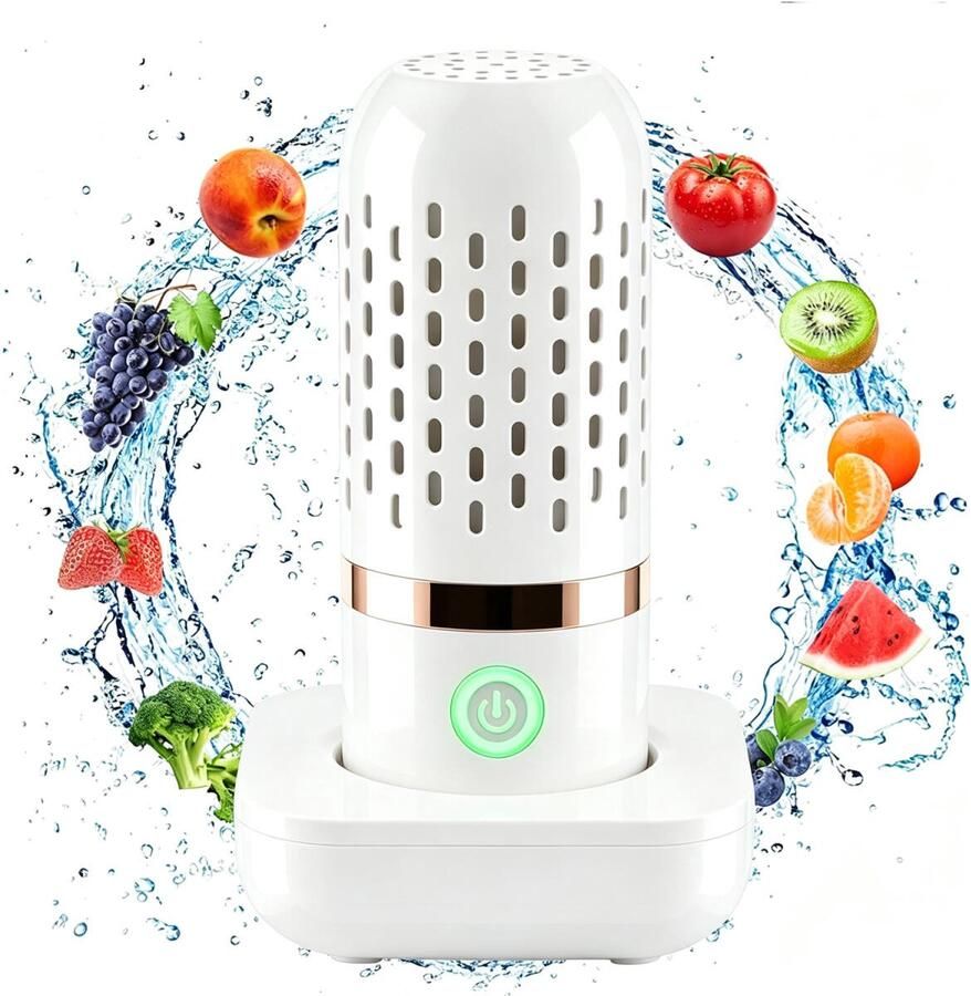 Draagbare reiniger Fruit- en groentewasser Groente Reinigen Draagbare Elektronische Groente en Fruit Reiniger Geschikt Voor Groenten Draagbare Ultrasonische Groente USB Oplaadbaar Fruit & Groente wit