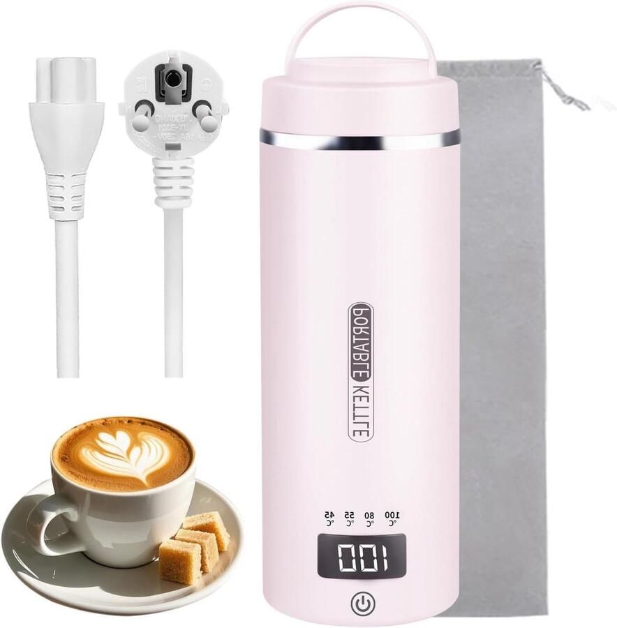 Draagbare Reis Waterkoker Mini Waterkoker Warme Dranken Maken 4 Temperatuurinstellingen 450 ml Roze