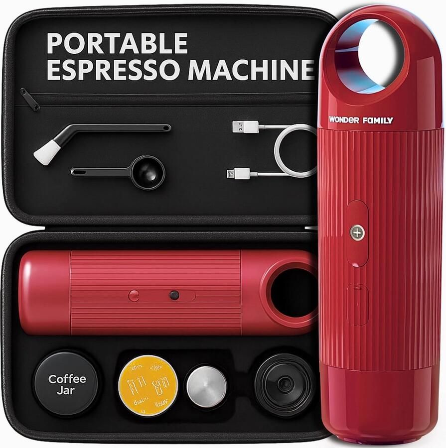 Draagbare Reiskoffiezetapparaat voor Espresso en Koffie met Capsules en Gemalen Koffie