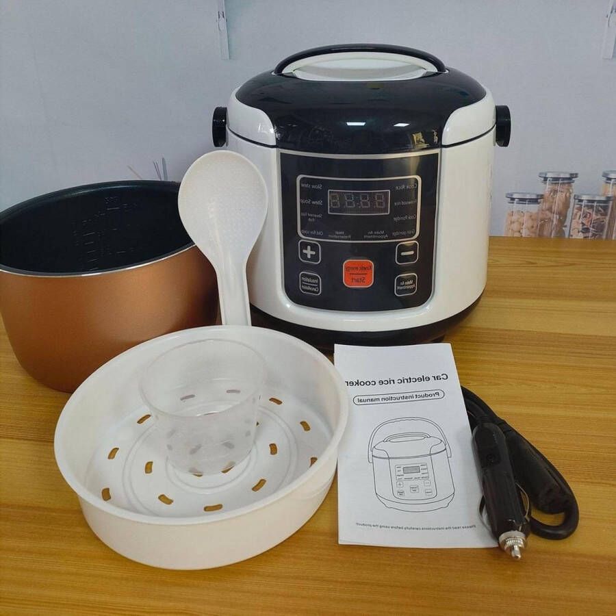 Draagbare Reisrijstkoker 2L voor 2-4 Personen Mini Rijstkoker met Warmhoudfunctie voor Roadtrips en Camperreizen