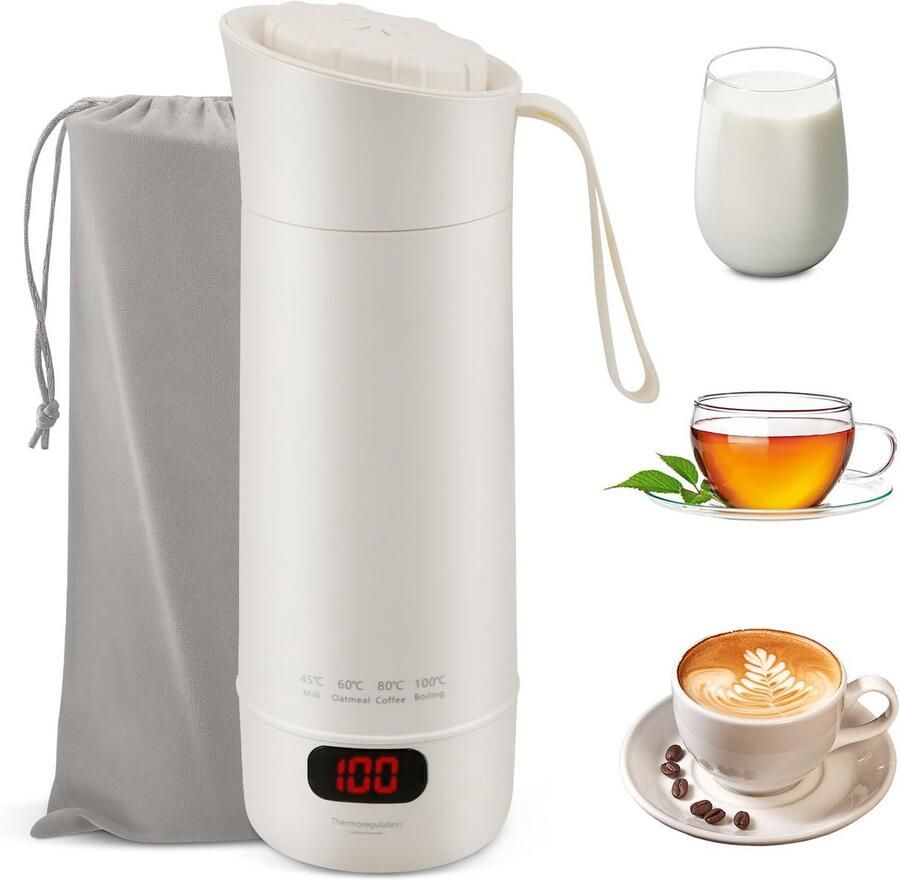 Draagbare Reiswaterkoker 400 ml met Temperatuurinstelling en Automatische Uitschakeling