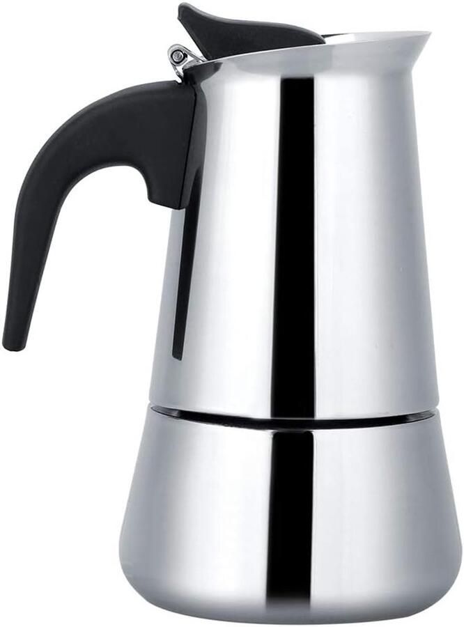 Draagbare RVS Moka Pot Espresso Maker voor Thuis en Kantoor 100ml Capaciteit Perfect voor Koffieliefhebbers