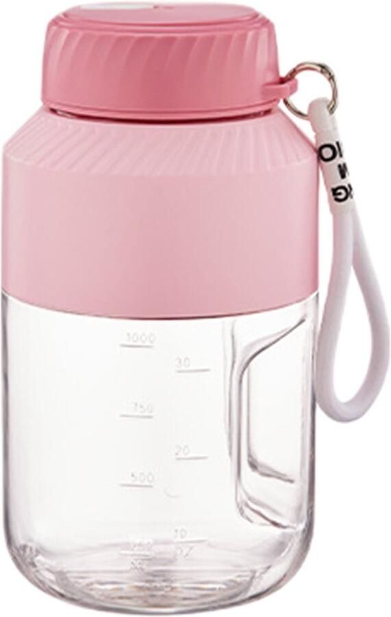 Draagbare sapcentrifuge en blender grote inhoud van 1000 ml 10 roestvrijstalen messen oplaadbaar via USB voor smoothies milkshakes en het verwerken van voedsel roze