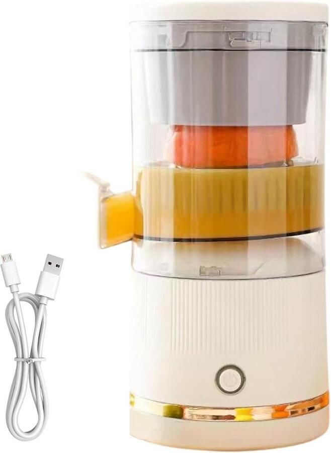 Draagbare Sapcentrifuge Fruitpers Elektrisch Vers Sap Maken Automatische Pulp Scheiding 23.7 x 11.5 cm Wit
