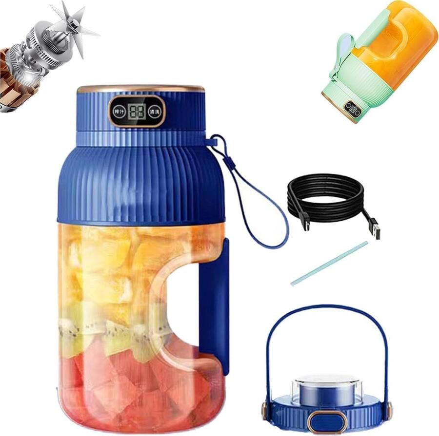 Draagbare sapcentrifuge met digitaal display USB-oplaadbare blender voor smoothies en milkshakes mini-mixer voor op reis