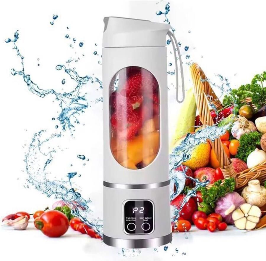 Draagbare sapcentrifuge met USB-oplaadfunctie – Mini-blender 12 messen drie standen gemakkelijk schoon te maken vers sap