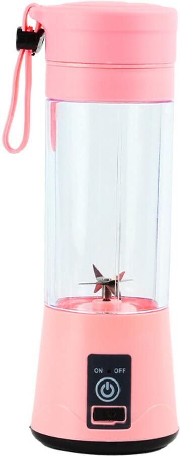 Draagbare sapcentrifuge smoothieblender USB-oplaadbare sapcentrifuge 380 ml Roze