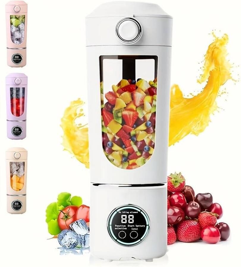 Draagbare sapcentrifuge van 700 ml oplaadbaar via USB met krachtige motor geschikt voor thuis en in de sportschool wit