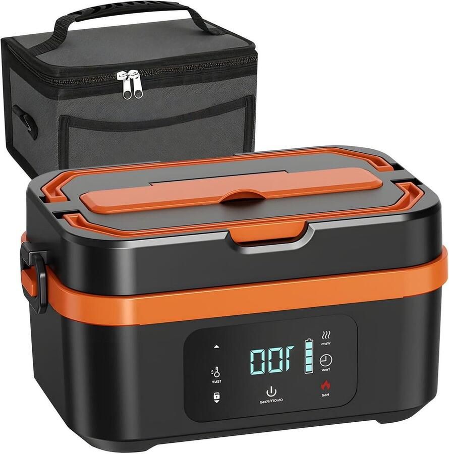 Draagbare Schotelwarmer Voedselwarmer Lunchbox Onderweg Eten Lekbestendig Ontwerp 1.35 Liter Zwart