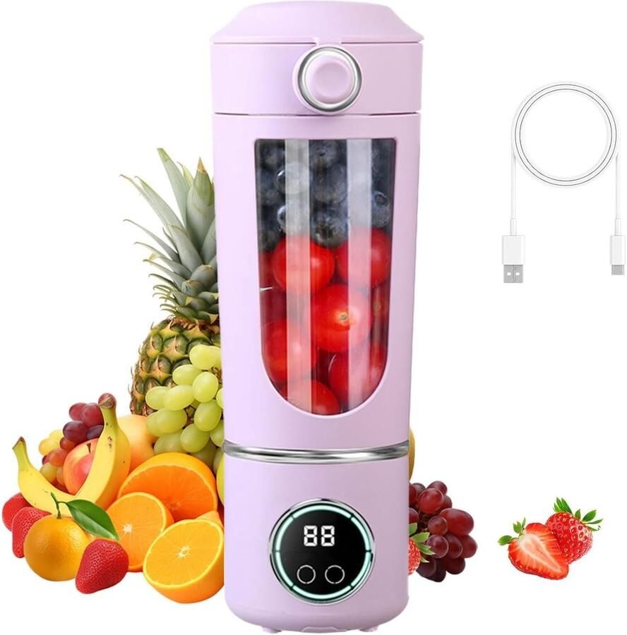 Draagbare Blender Mini Mixer Gezonde Drankjes Maken 12 Roestvrijstalen Messen 700 ml Violet