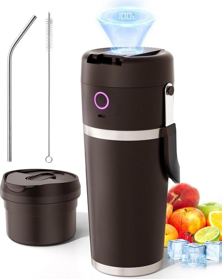 Draagbare Smoothie Blender USB-C Oplaadbaar RVS Beker 24u Koel Houden