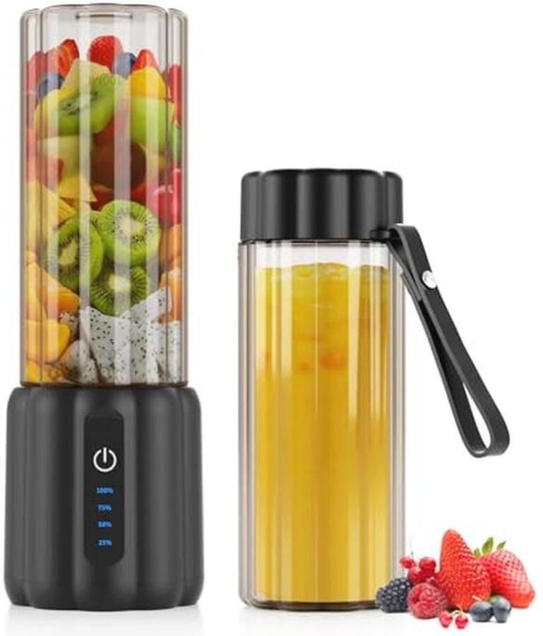 Draagbare Smoothie Maker 500ml Mini Blender Krachtige 22.000 RPM Smoothie Mixer met 6 RVS Messen en Reisdeksel Voor Keuken Sportschool en Kantoor