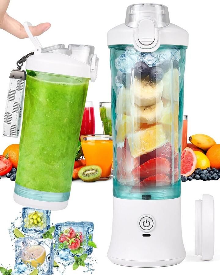 Draagbare Smoothie Maker 600ml 6-Mesig Systeem 4000mAh Batterij Voor Shakes Smoothies en Sap Geschikt voor Kantoor Reizen en Kamperen